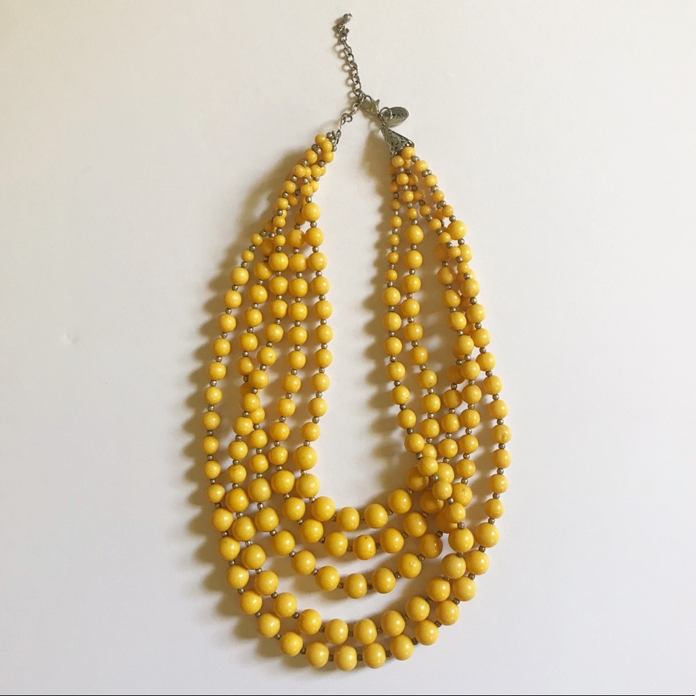 Golden Mustard Yellow Beaded Necklace
